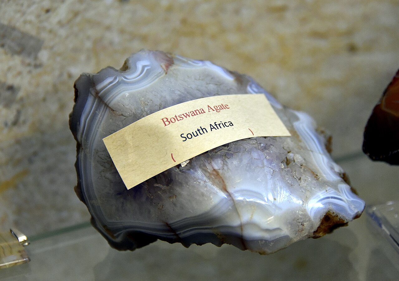 Botswana agate with fine grey and white parallel banding